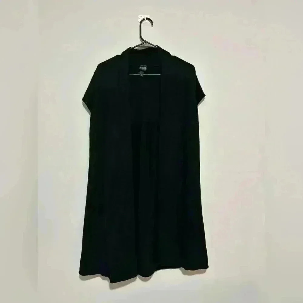 EILEEN FISHER Silk/Cashmere Knit Womens Black Open Cardigan/Tunic Size M